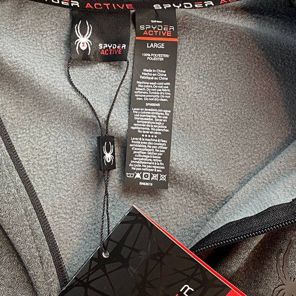 Spyder Men's Gray & Black Accent Long Sleeve Kangaroo Pocket Size Large Hoodie - Picture 3 of 9